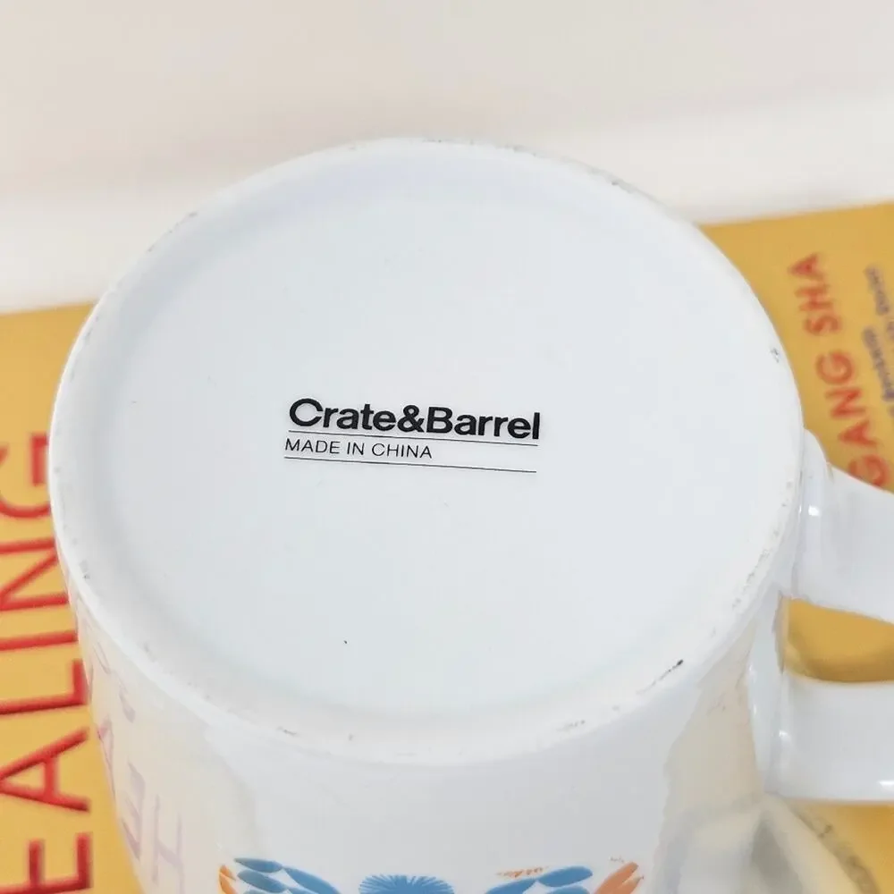 Crate & Barrel monogram S floral coffee tea cup